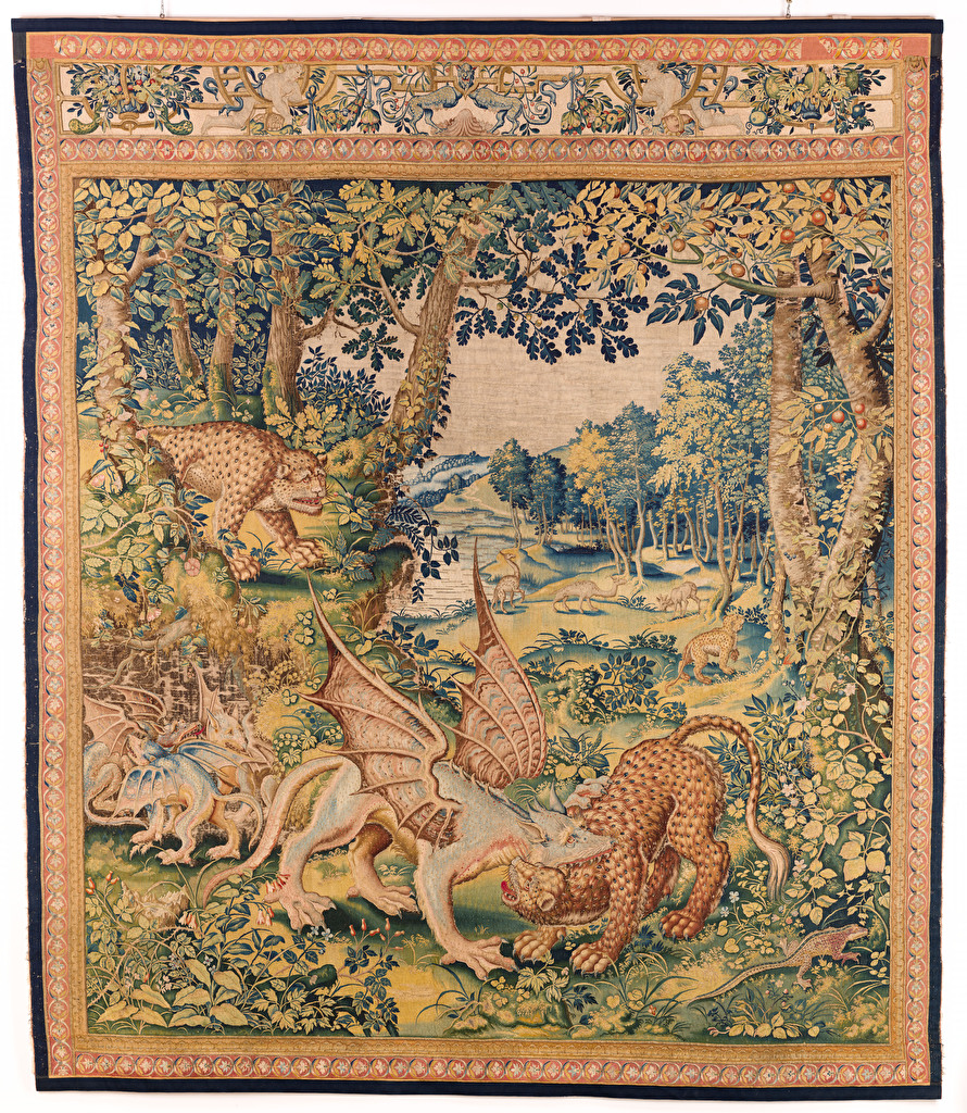 Large Thai Dragon Tapestry Coastal Moon Floral Purple Dragon