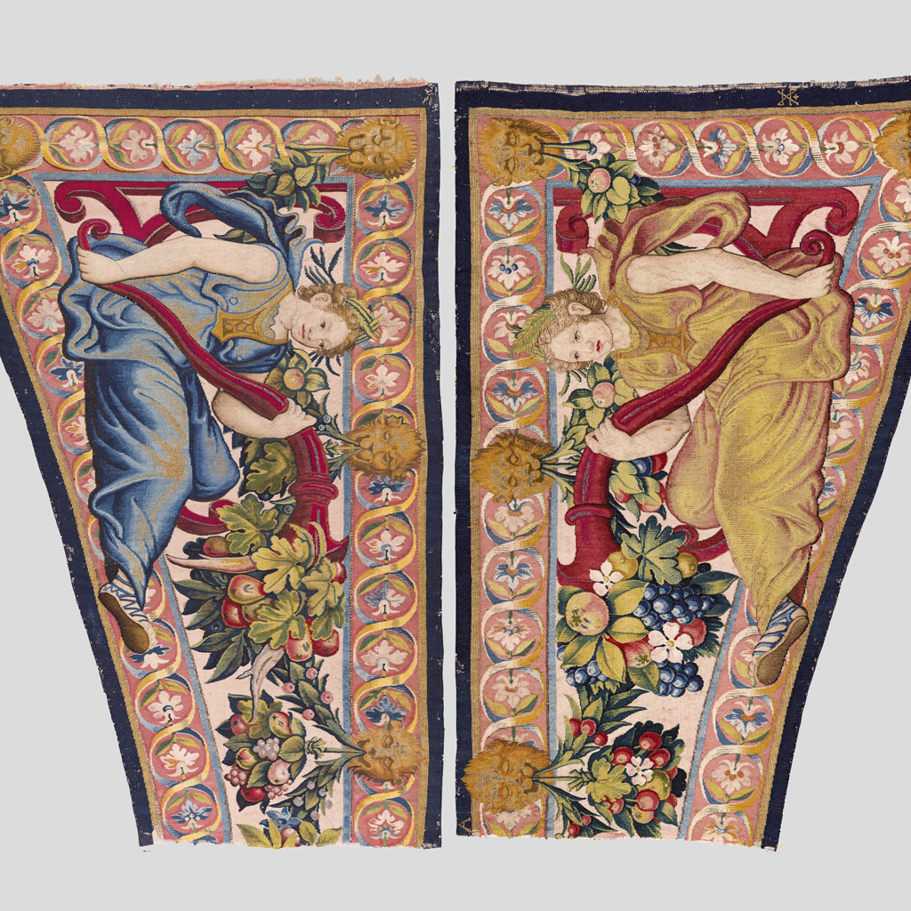 Over-Window Tapestry with Figures Holding Cornuncopias