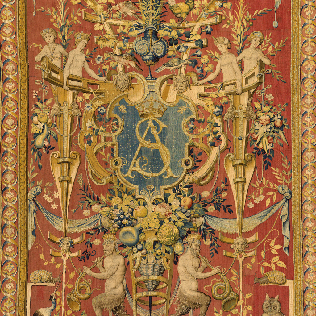 Tapestry with the Monogram of Sigismund Augustus in Cartouche,workshop of Jan van Tieghem&nbsp;&ndash;&nbsp;manufacturer, Artist associated with Cornelis Floris and Cornelis Bos&nbsp;&ndash;&nbsp;artist / maker