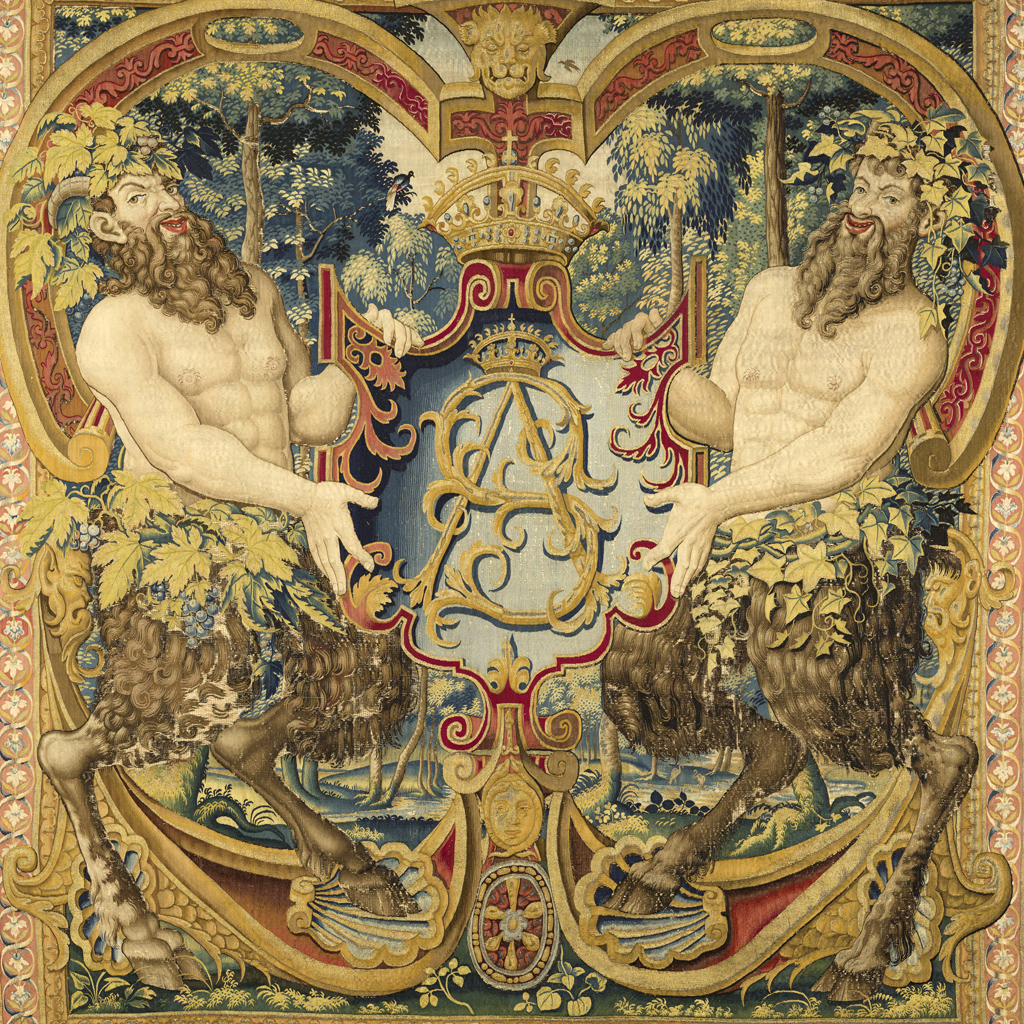 Tapestry with Satyrs Holding Up a Cartouche with the Monogram of Sigismund Augustus